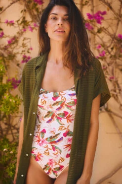 CHEMISE Kaki PALACA SOLOBEACH -Plage Femme 23e palaca solobeac lhy97 dev15