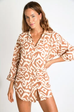 CHEMISE Marron AMANDINE GAROUPE -Plage Femme 25E AMANDINE GAROUP ZJI08 DEV1