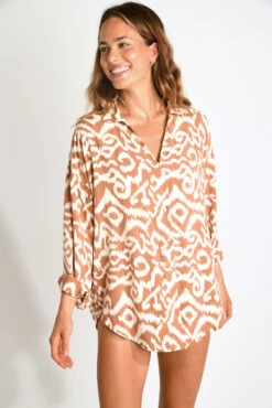CHEMISE Marron AMANDINE GAROUPE -Plage Femme 25E AMANDINE GAROUP ZJI08 DEV3